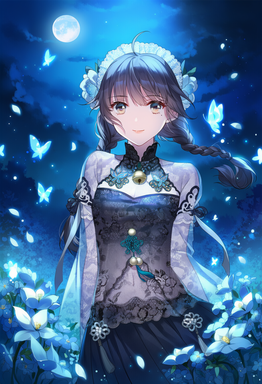 In a moonlit garden