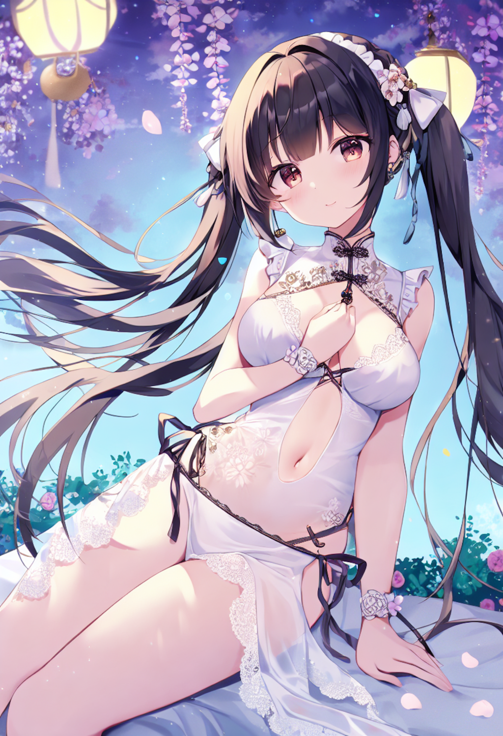In a moonlit garden