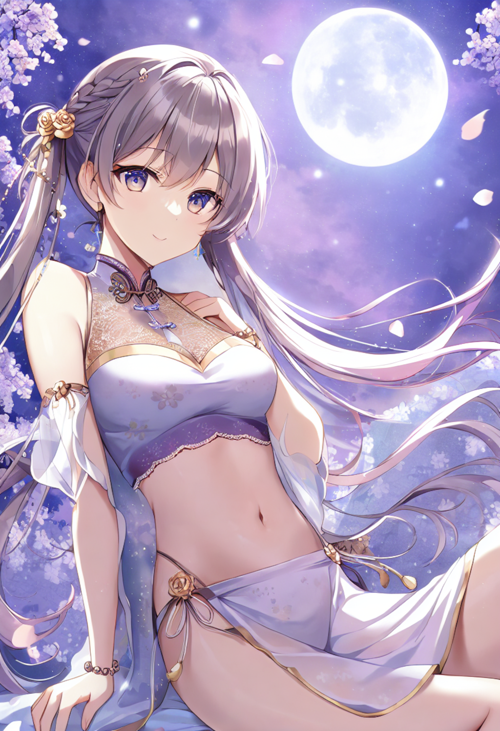 In a moonlit garden