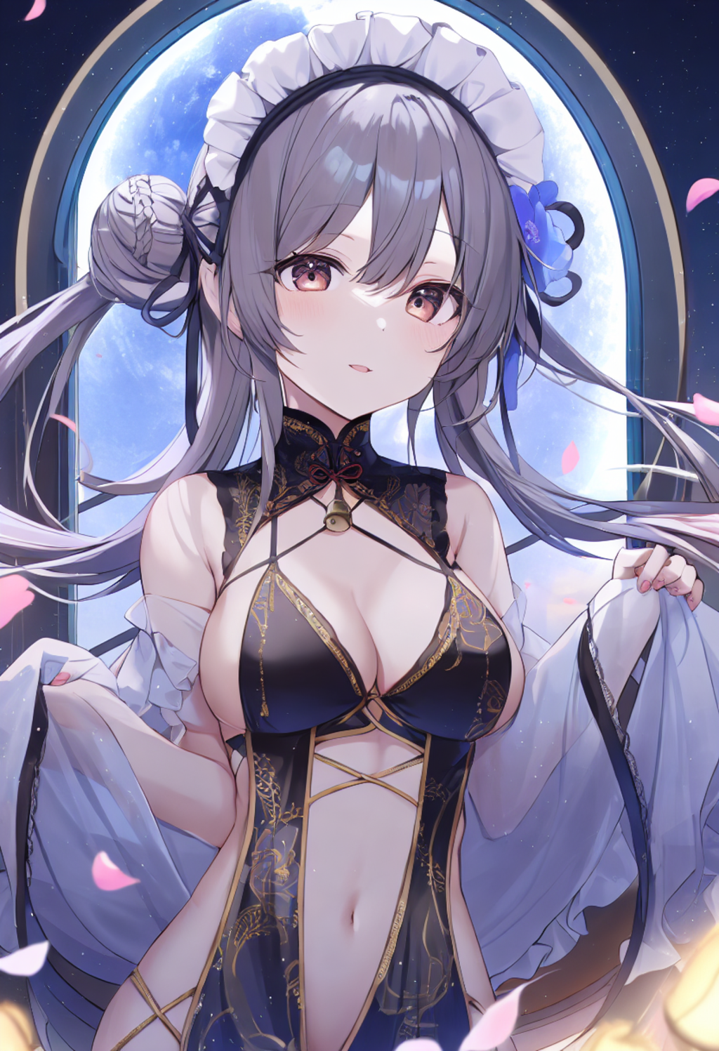 In a moonlit garden