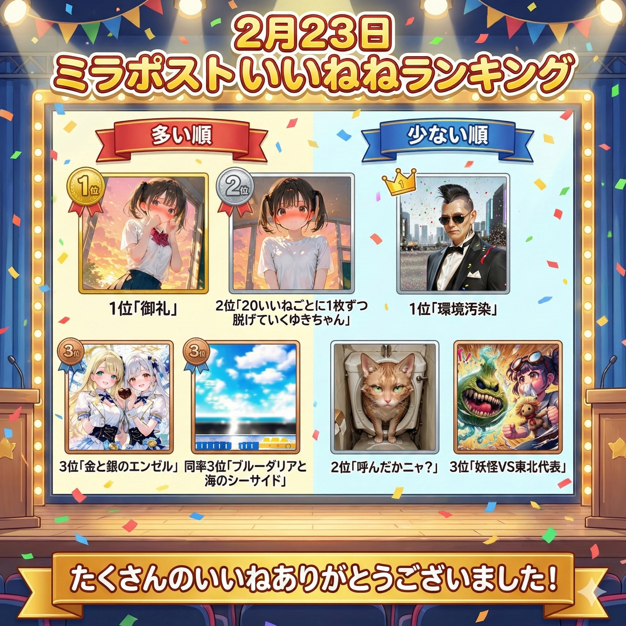 2月23日ミラポストいいねねランキング