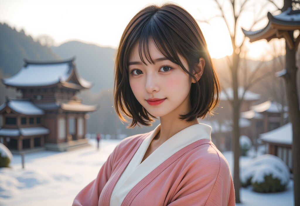 初詣で記念写真