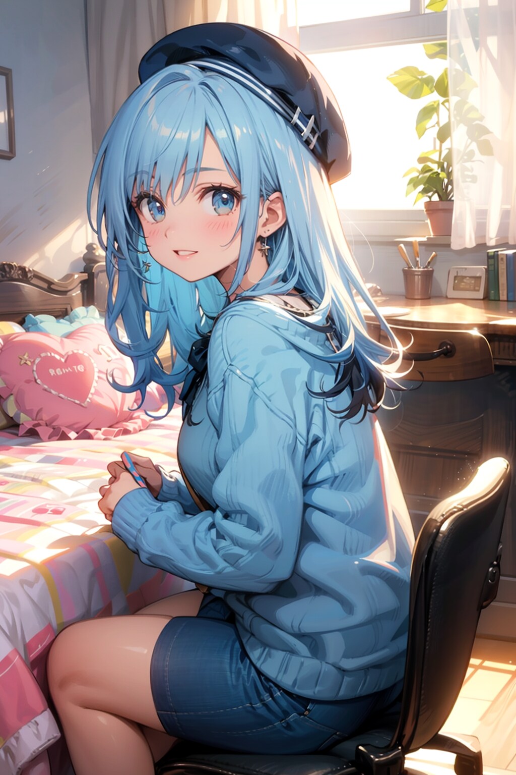 ニット青髪