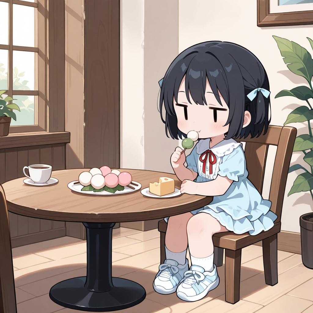 お団子を食べる