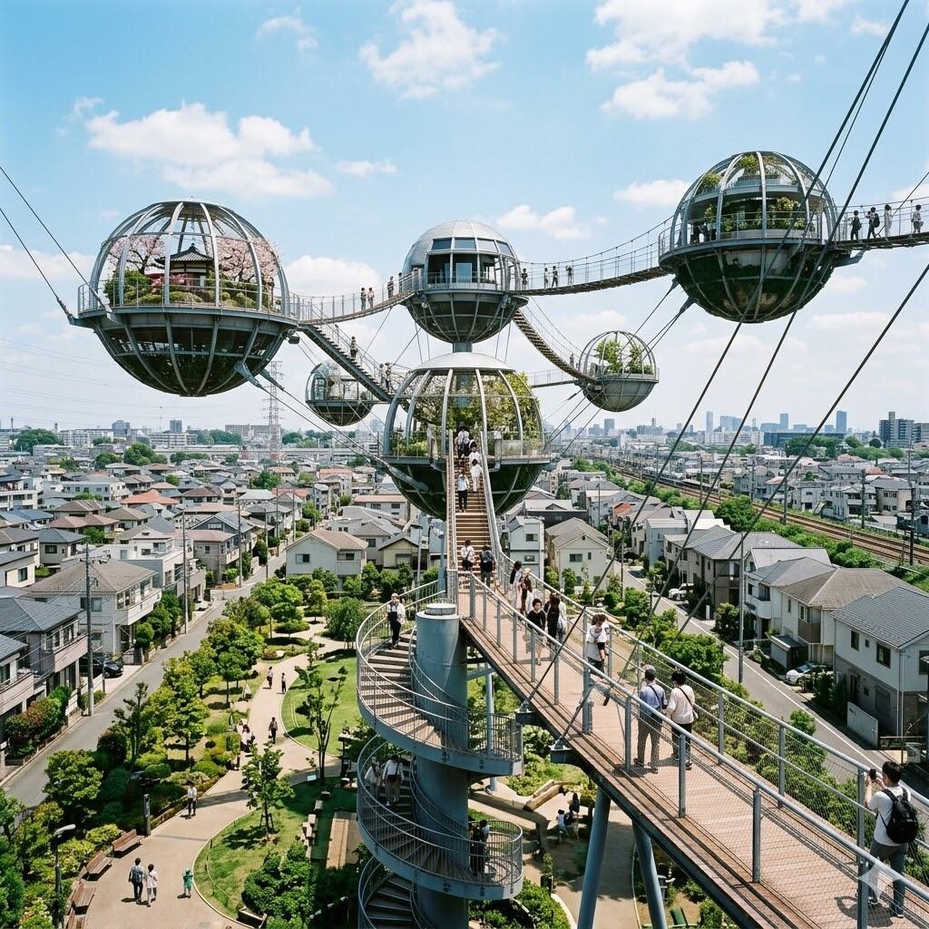 惑星っぽい公園と散歩道