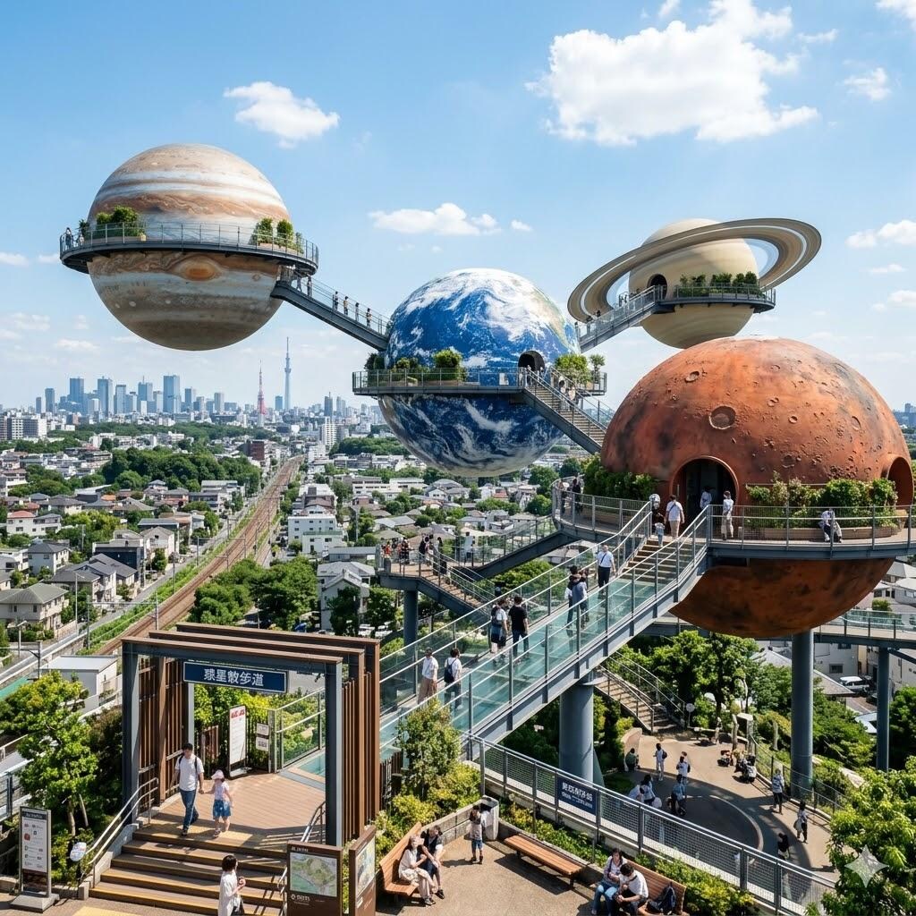 惑星っぽい公園と散歩道