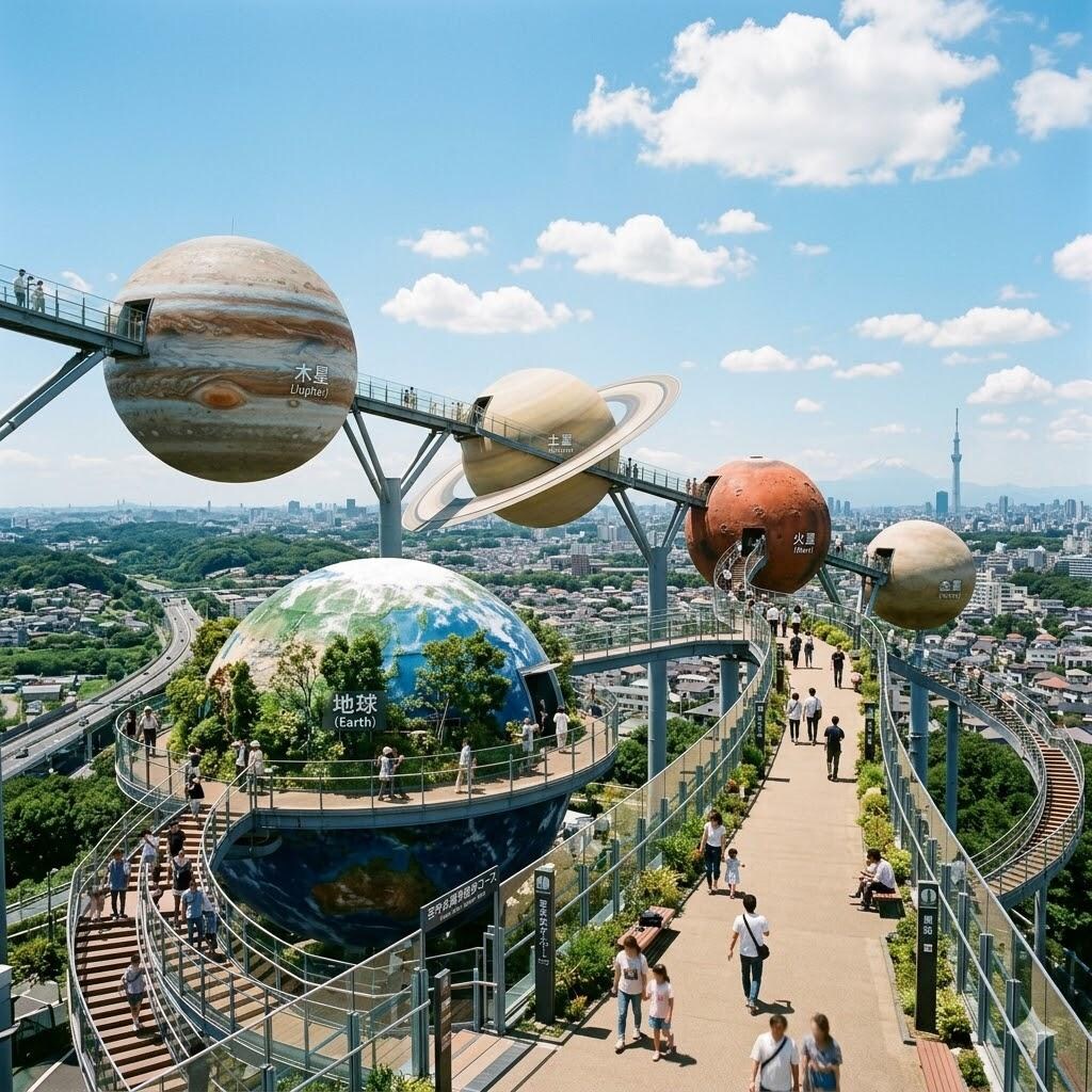 惑星っぽい公園と散歩道
