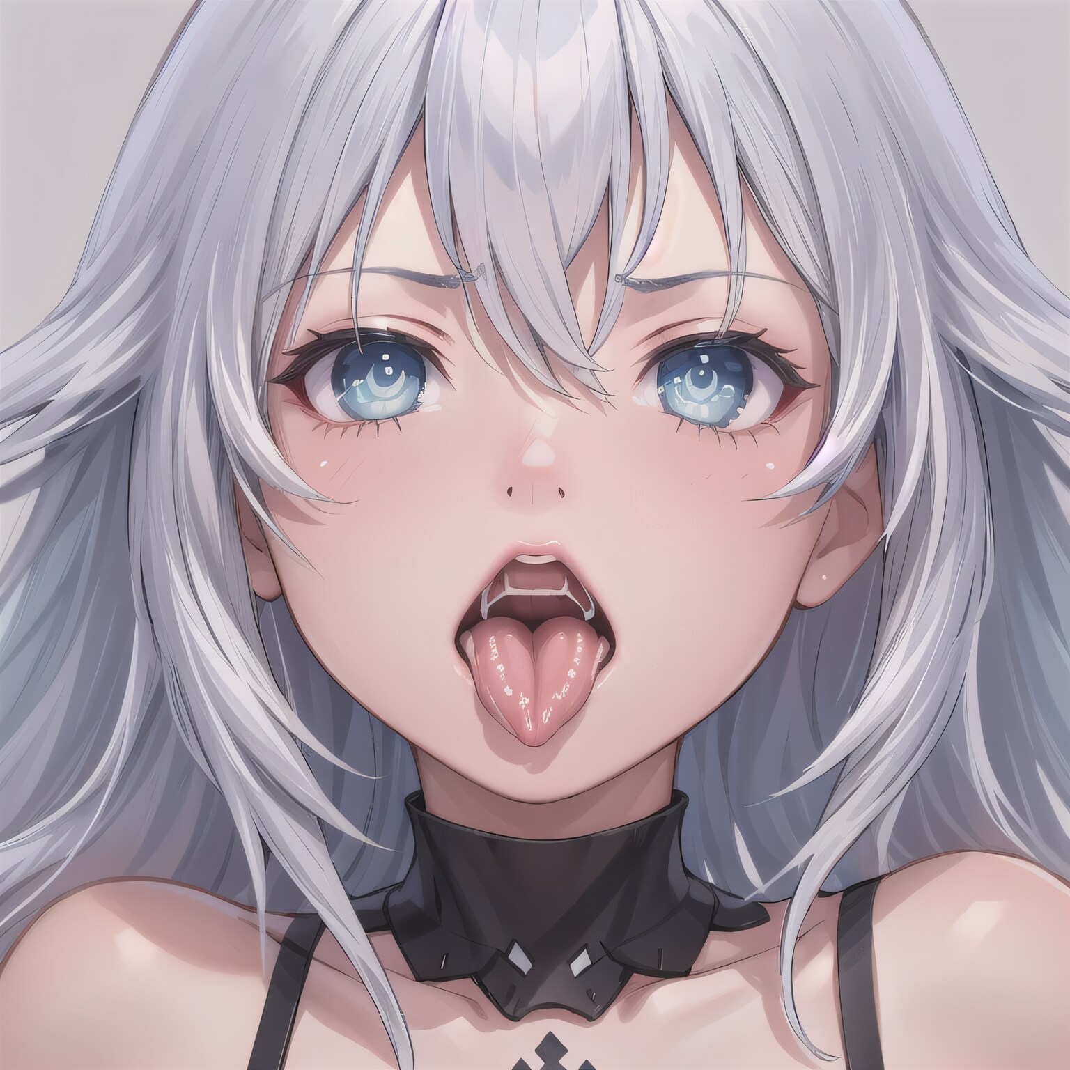 銀髪ロングの舌出し少女６ | の人気AIイラスト・グラビア