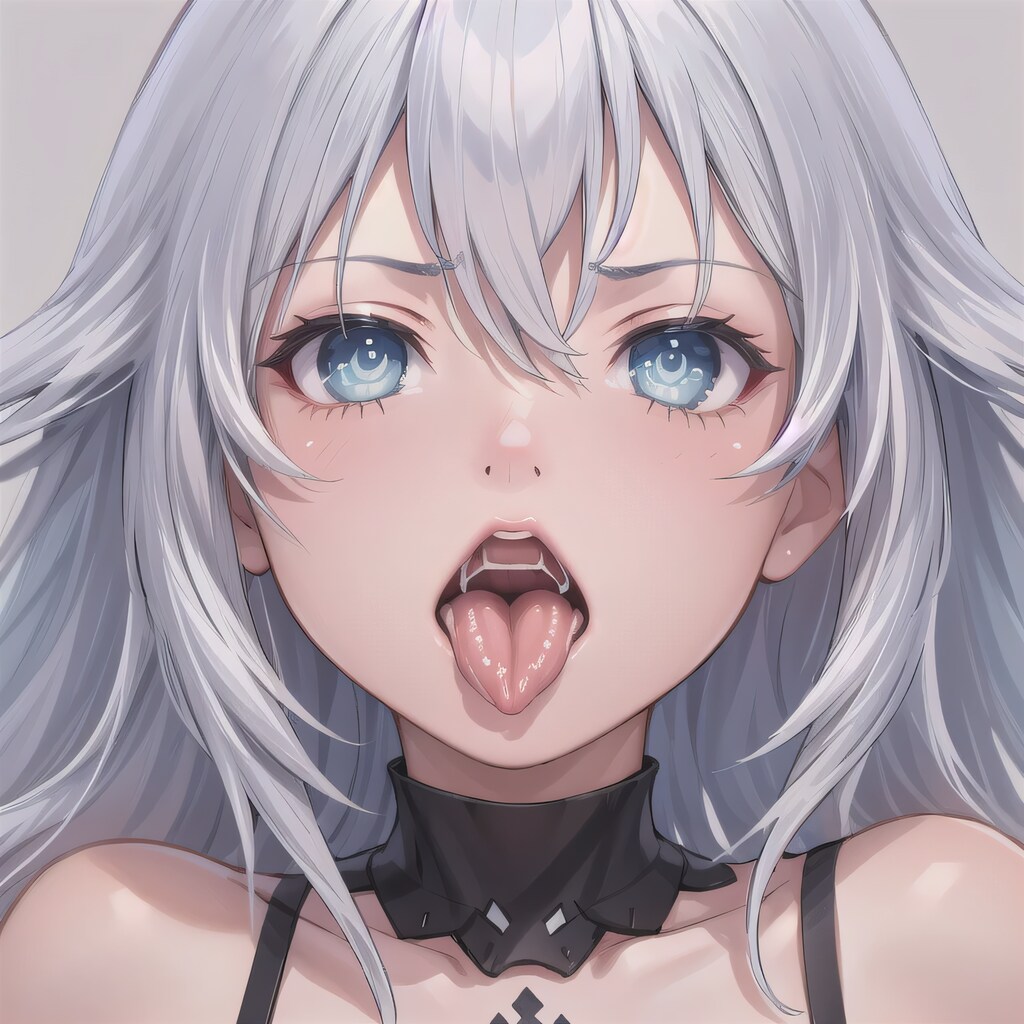 銀髪ロングの舌出し少女６