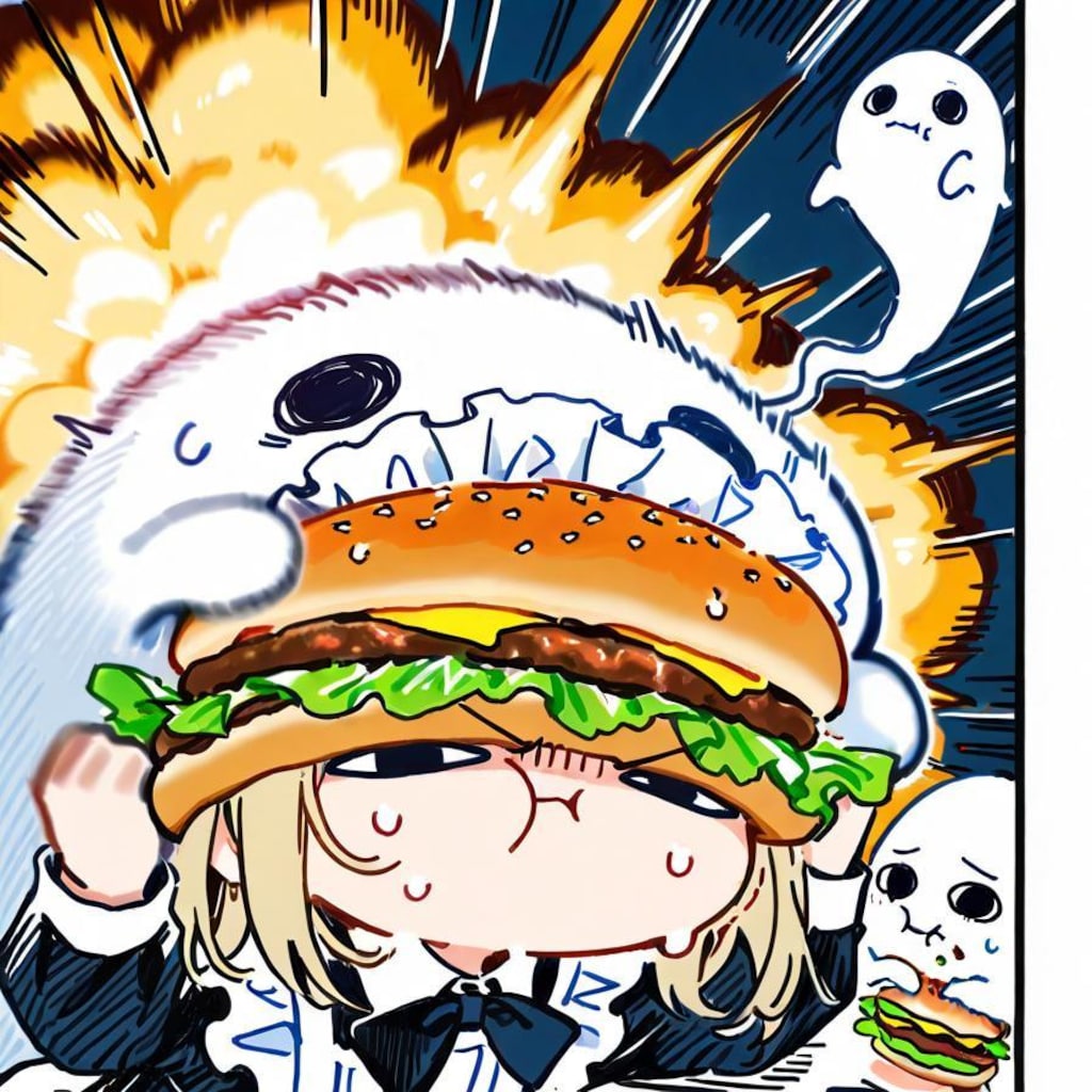 ( >ω<)🍔💥💥💥→( ◉□◉)🍔💥💥💥