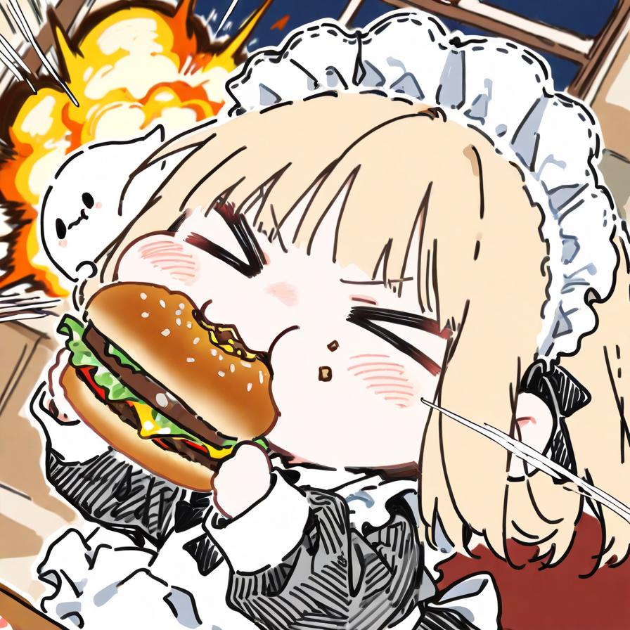 ( >ω<)🍔💥💥💥→( ◉□◉)🍔💥💥💥