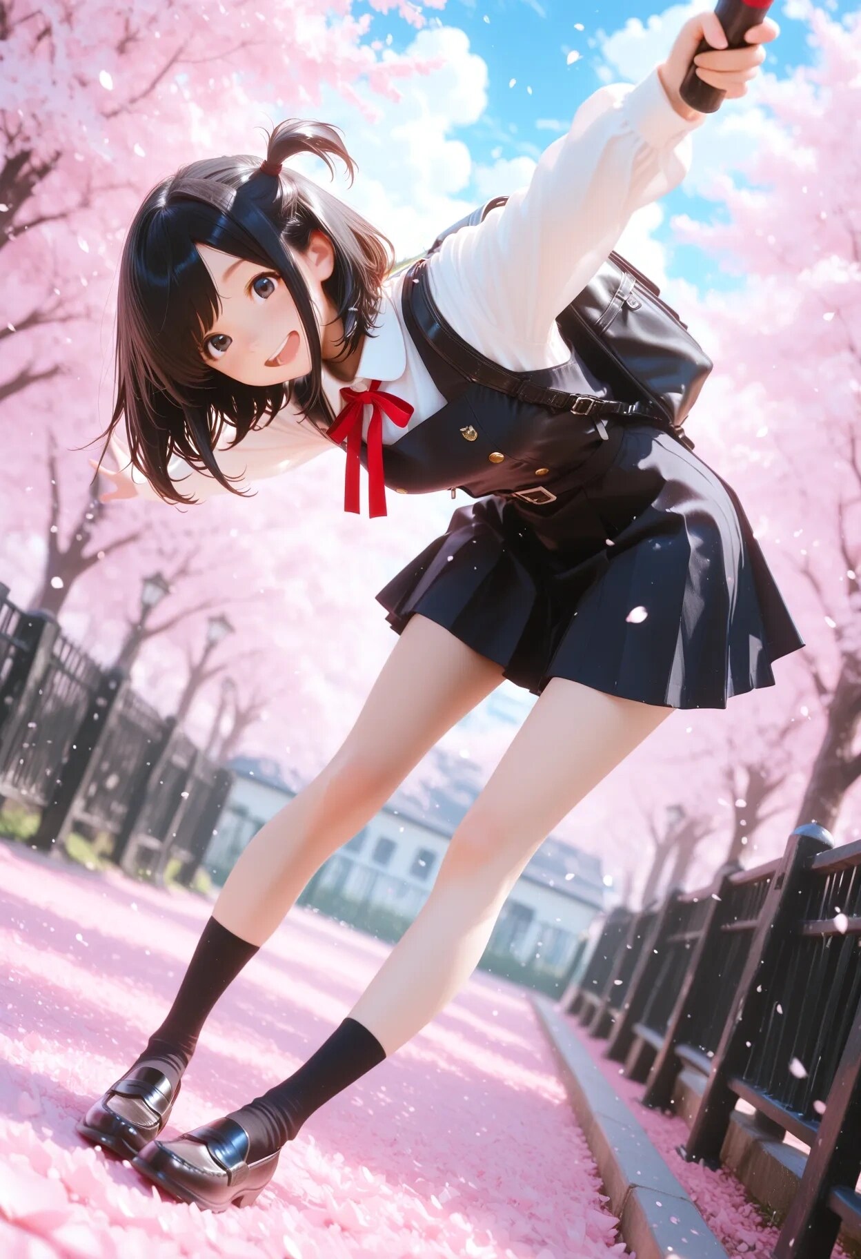 卒業を祝う満開の桜