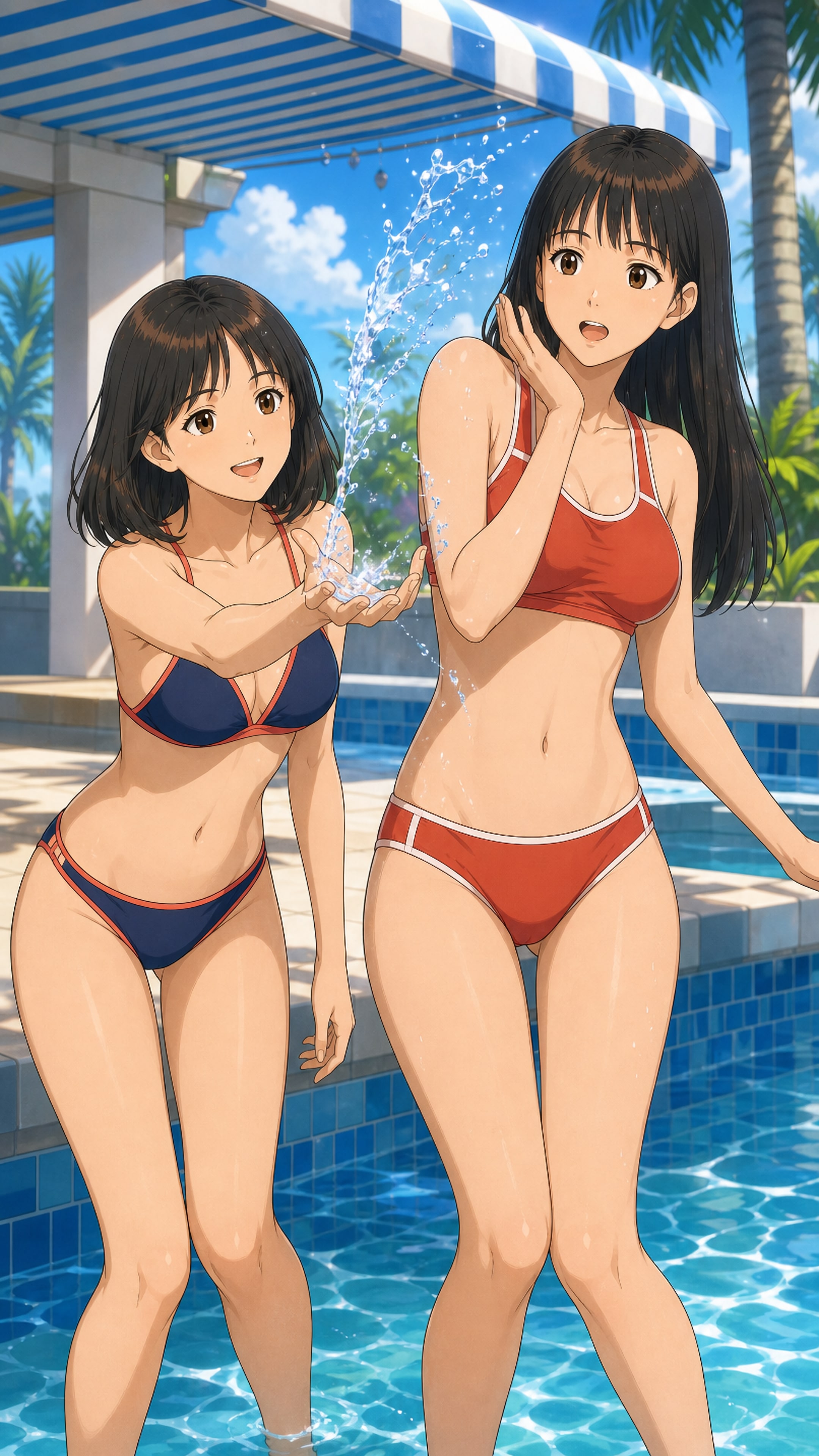 夏空に弾ける水のきらめき