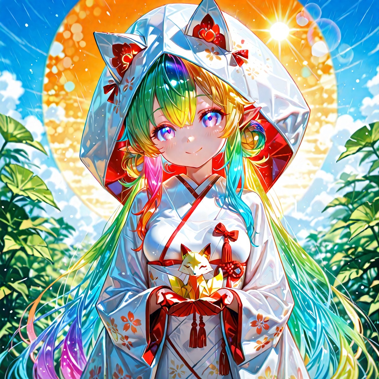 3枚）狐の嫁入りと折り紙キツネ | の人気AIイラスト・グラビア