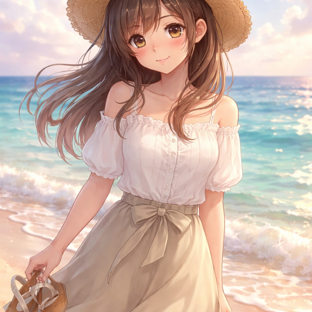 裸足の砂浜 | の人気AIイラスト・グラビア