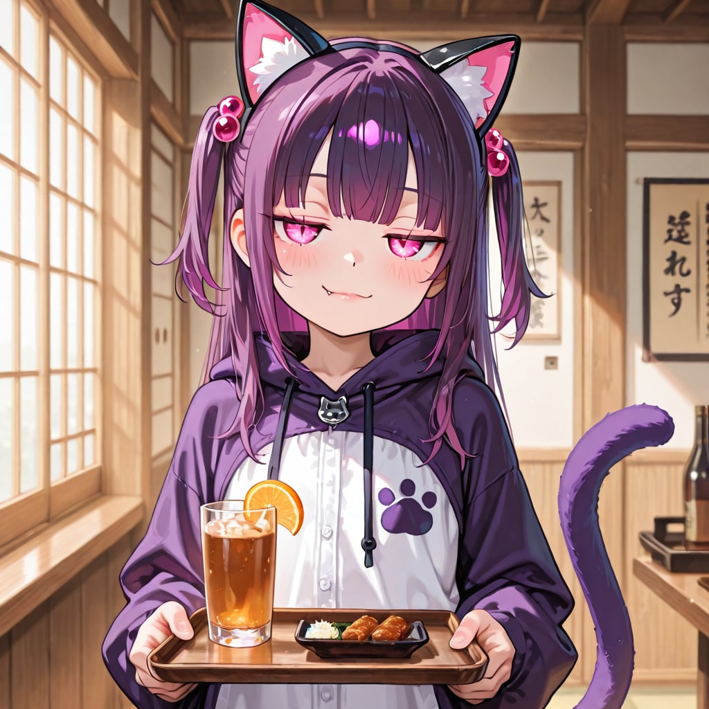 チップはお盆の上にどうぞー💜 | の人気AIイラスト・グラビア