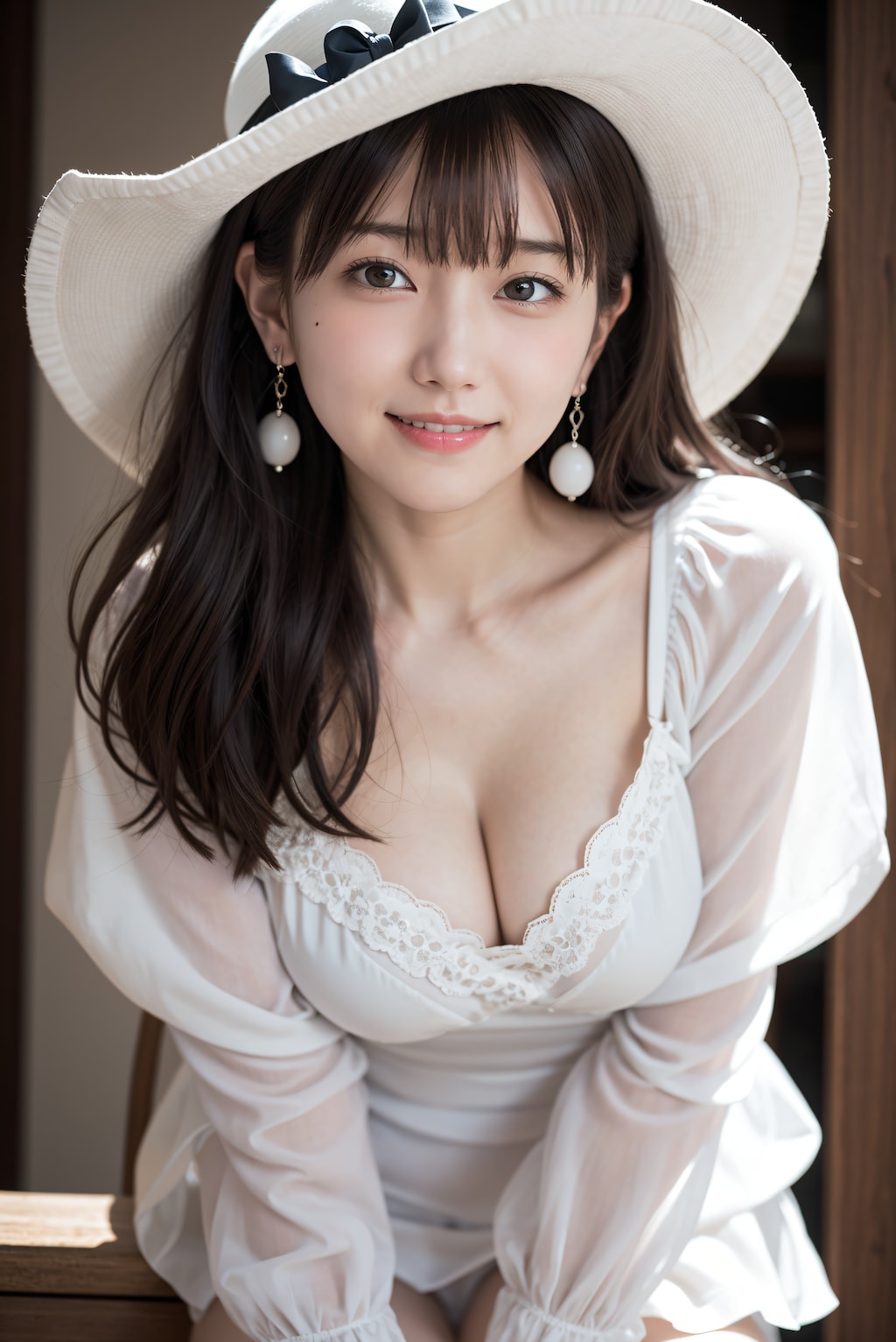 白い帽子とドレス