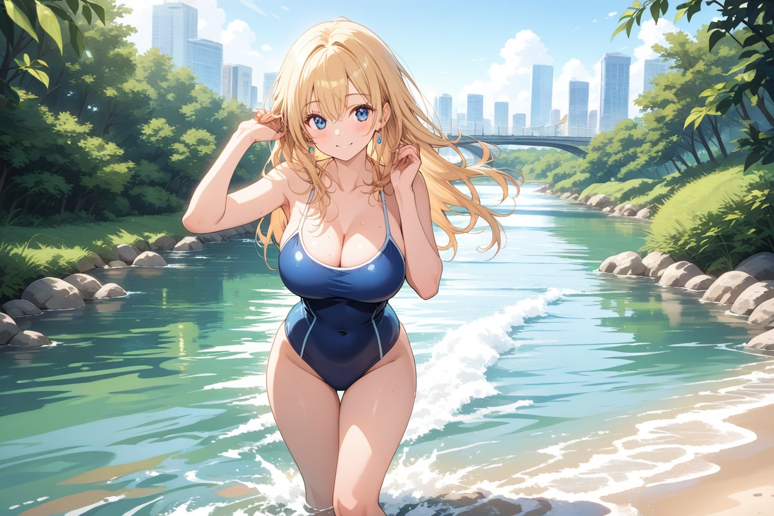 金髪さん川遊び2