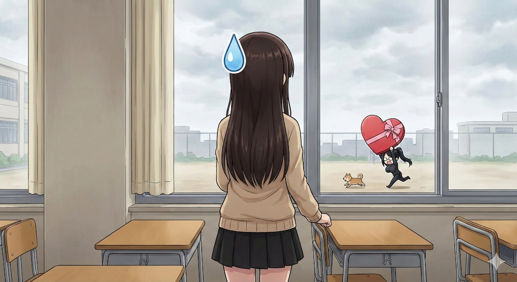 私立聖寧女学院の校庭でゆまさんから逃げる野良犬