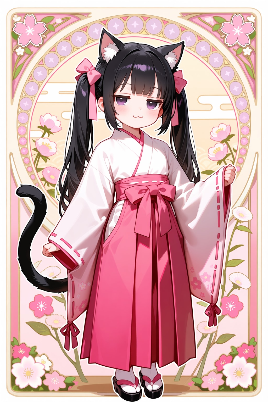 ツーチさんちの桃狐ちゃんの衣装を黒猫ちゃんに着せてみた | の人気AIイラスト・グラビア