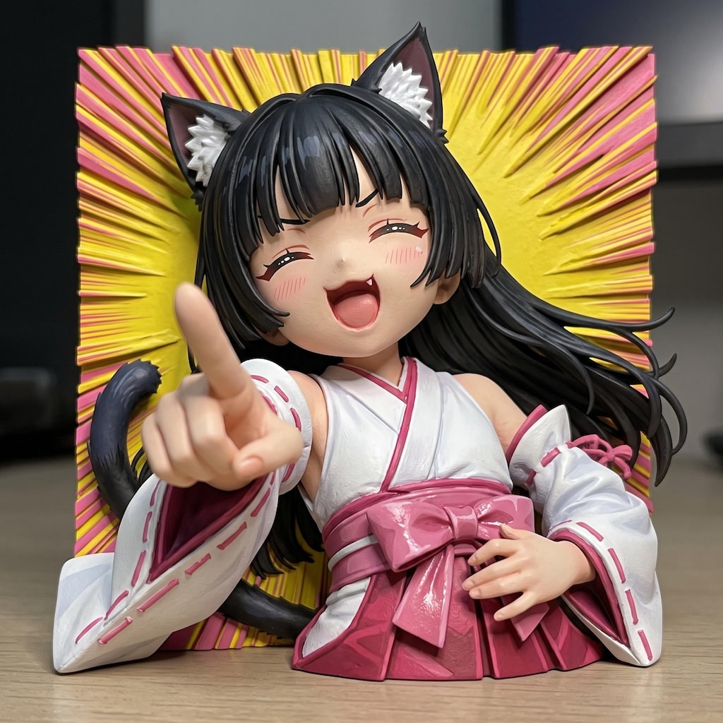ツーチさんちの桃狐ちゃんの衣装を黒猫ちゃんに着せてみた