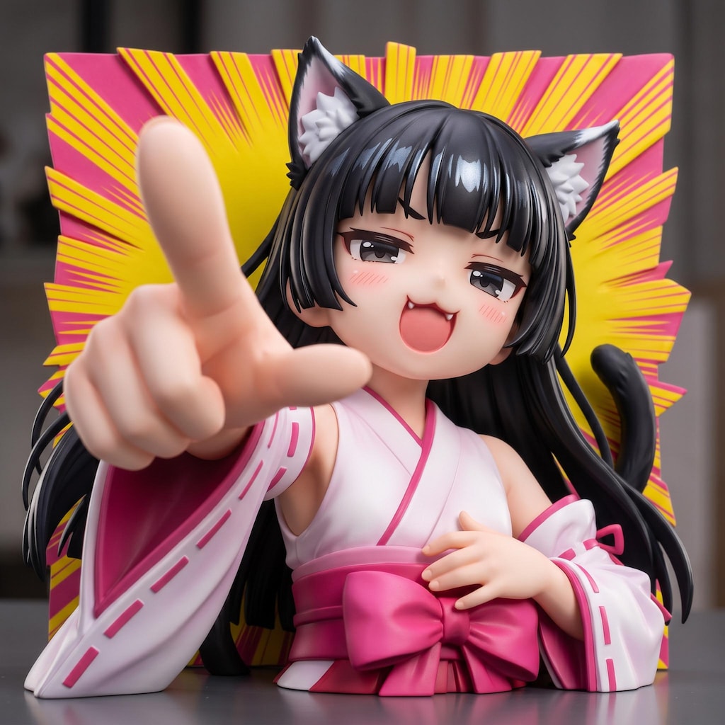 ツーチさんちの桃狐ちゃんの衣装を黒猫ちゃんに着せてみた