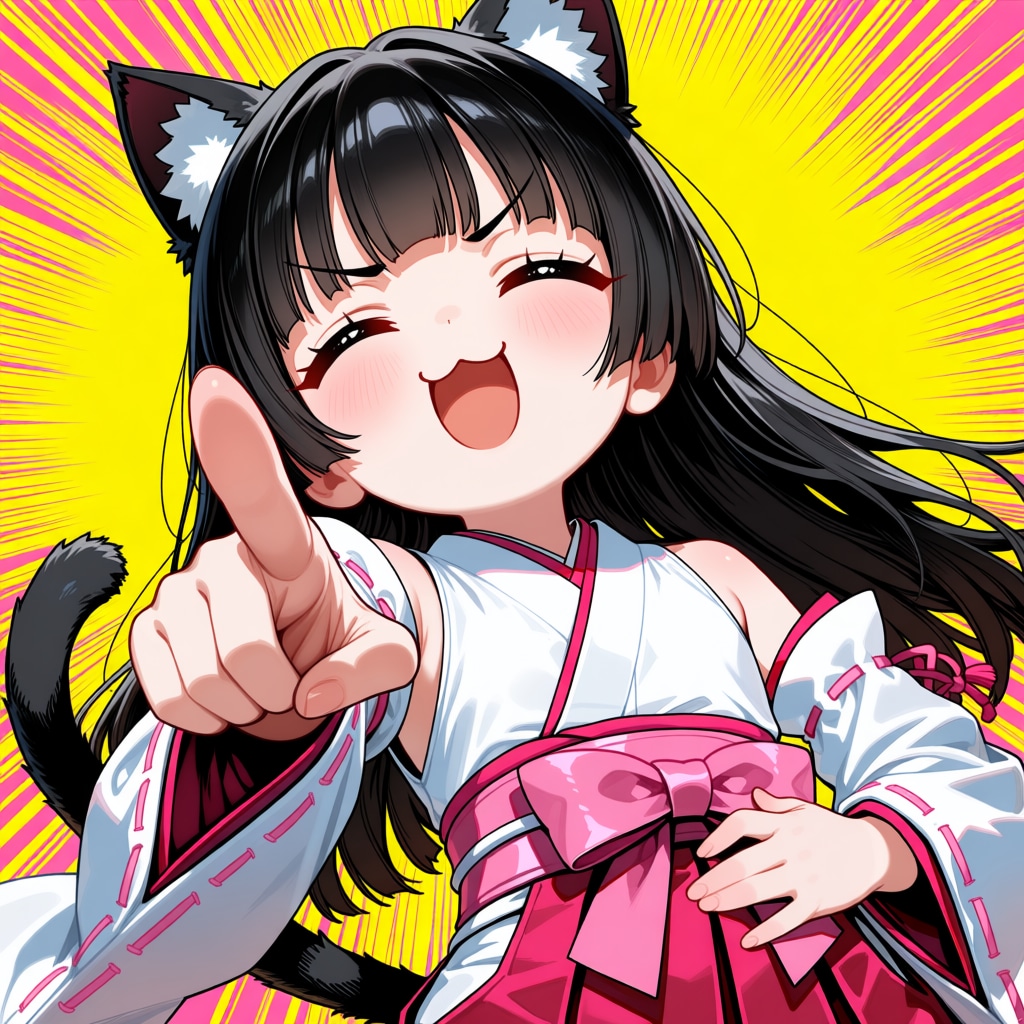 ツーチさんちの桃狐ちゃんの衣装を黒猫ちゃんに着せてみた
