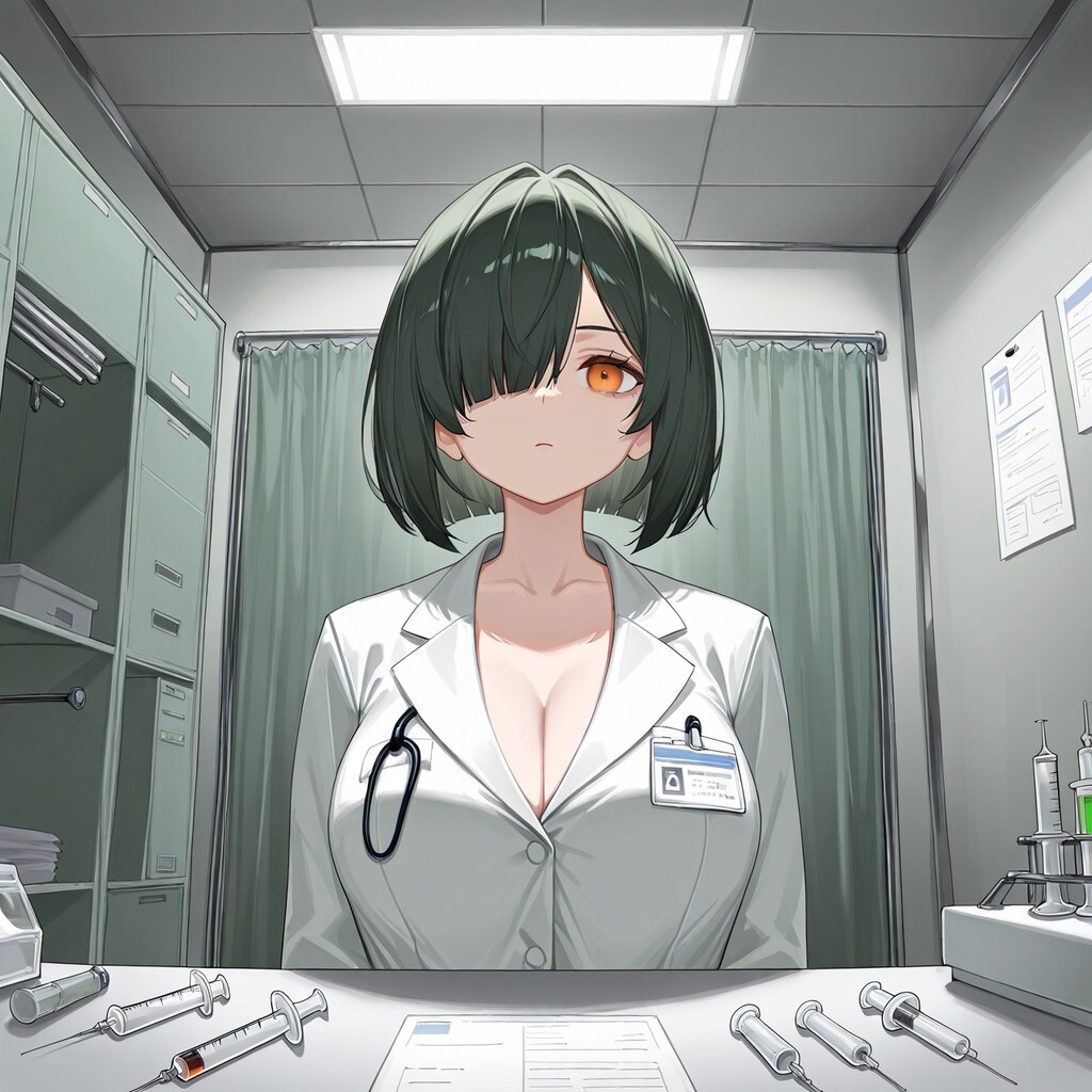 女医と化した目隠れボブ子