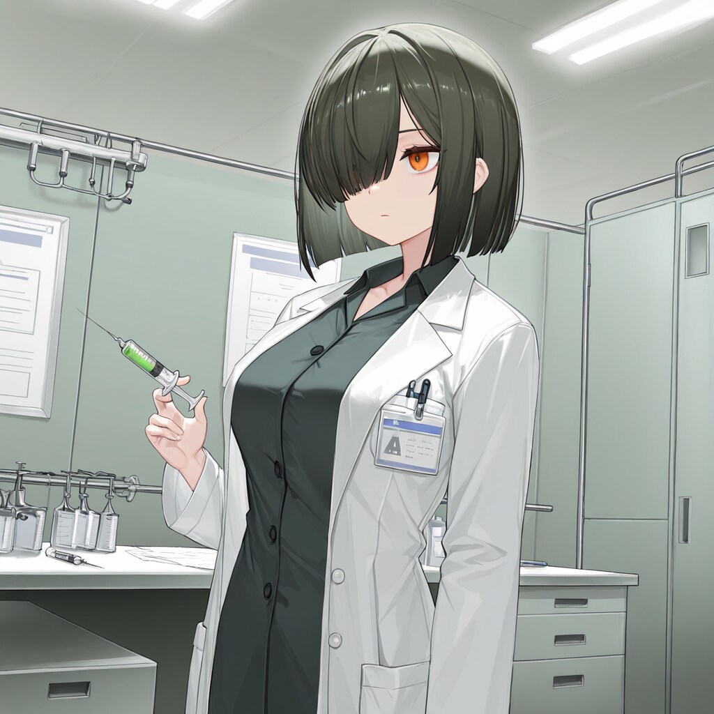 女医と化した目隠れボブ子