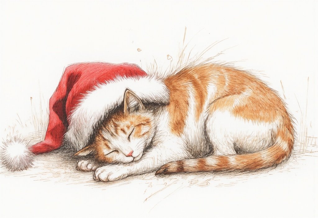 サンタの帽子を被った猫 3