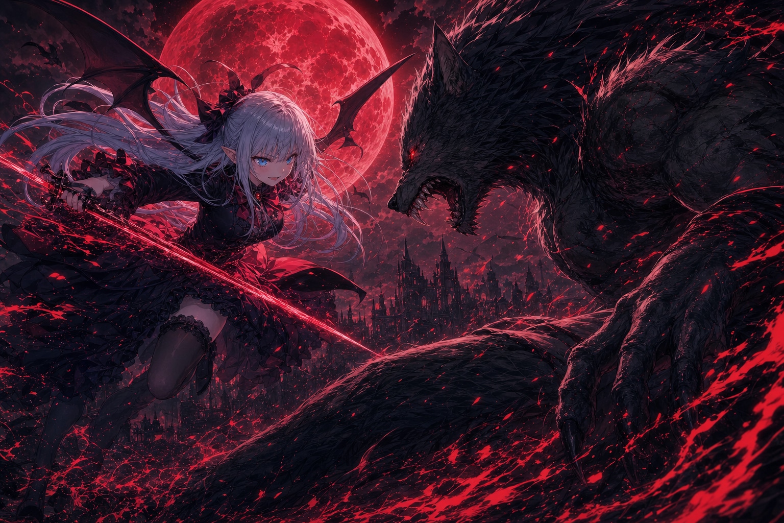 紅い月の晩に | の人気AIイラスト・グラビア