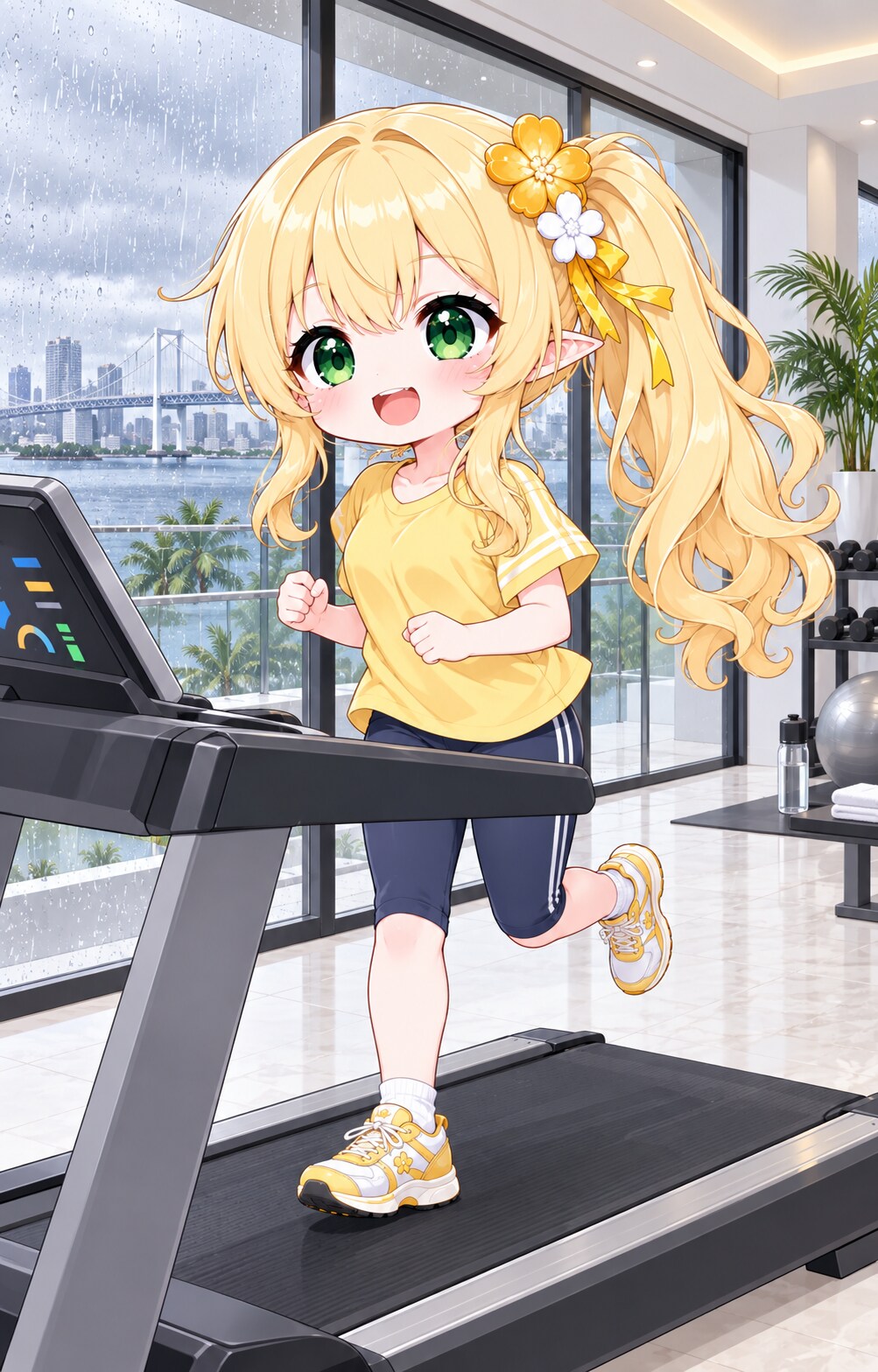 雨の朝は自宅でジョギングだよーっ | の人気AIイラスト・グラビア