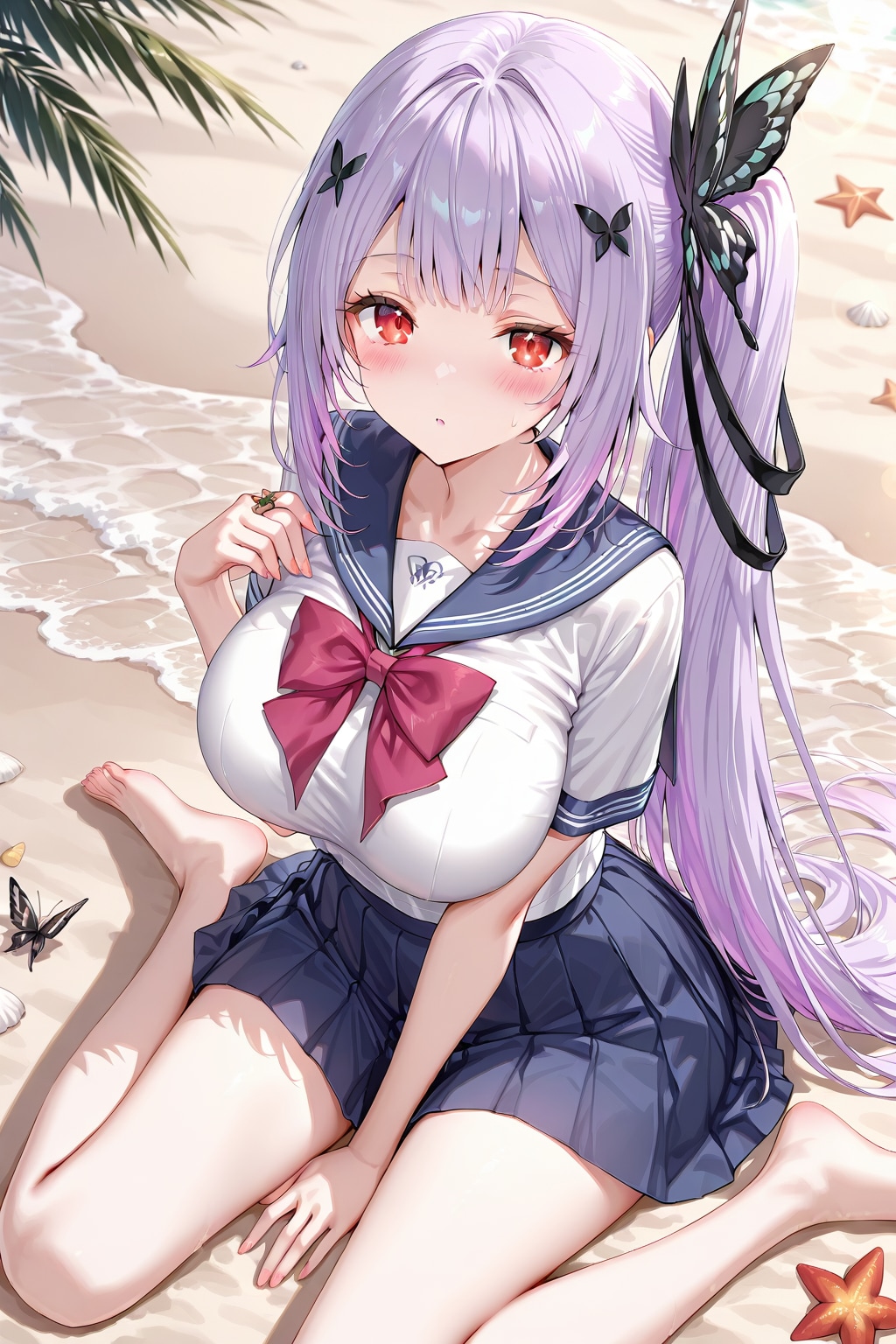 砂浜に座る女の子