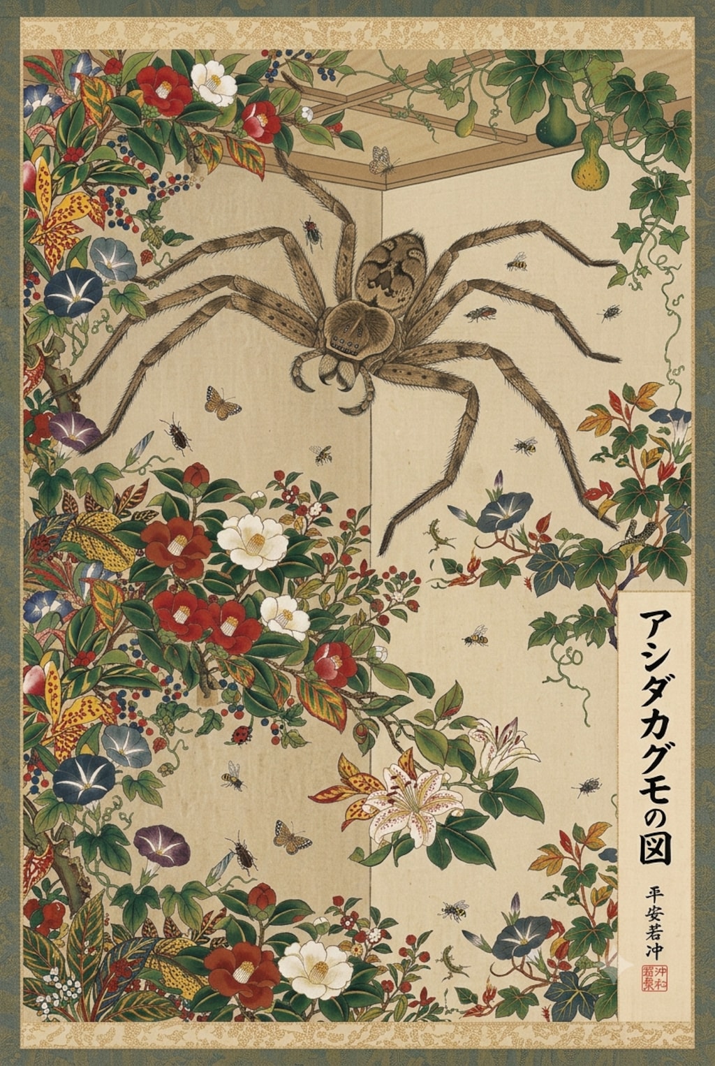 アシダカグモの絵図と俳句