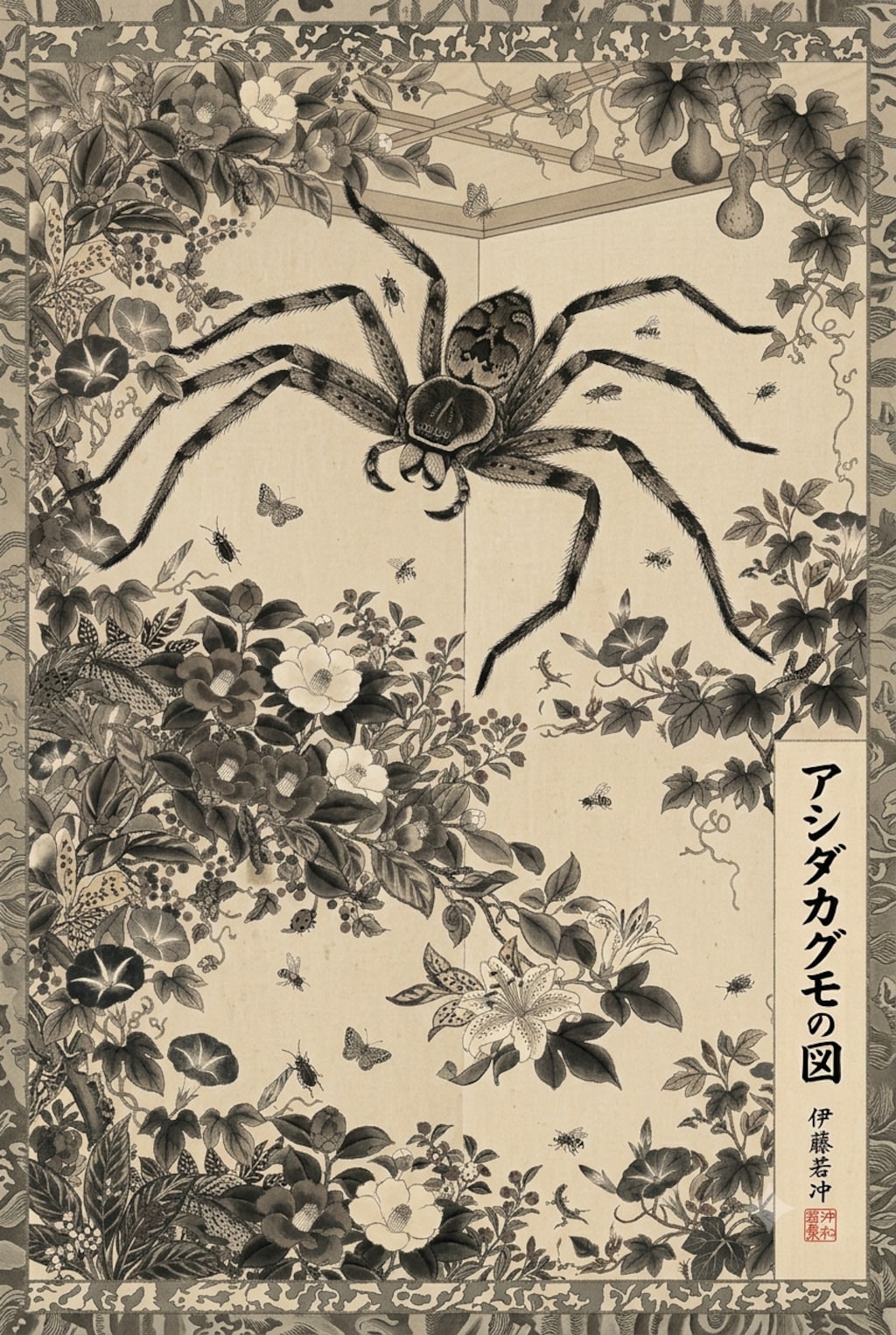 アシダカグモの絵図と俳句