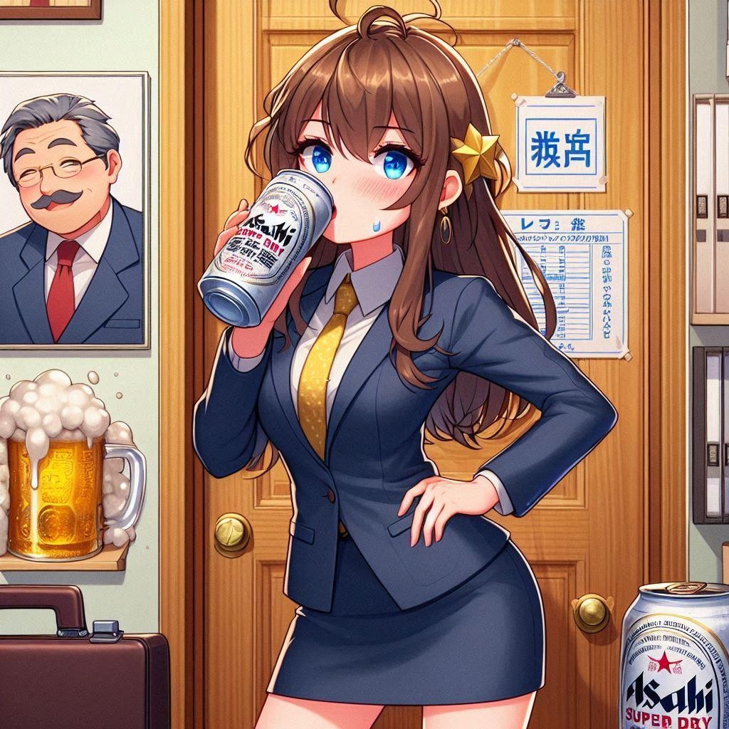 仕事の前にやる気をチャージ！な女の子