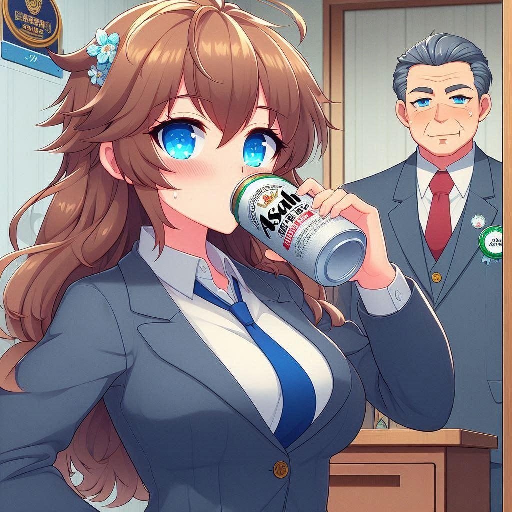 仕事の前にやる気をチャージ！な女の子