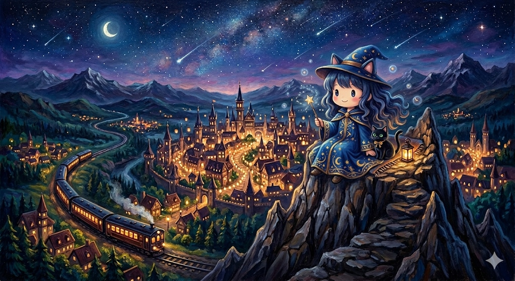 魔法の学校を見下ろして
