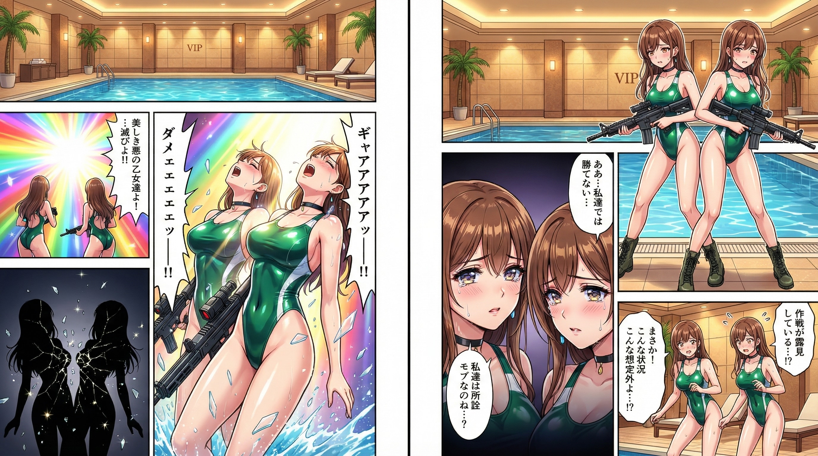 現代武器で武装しても？モブ人工生命体美少女達（ネームドではないドロイド）ではタ〇シード仮面にはかなわない💦（PixAI ReferencePro漫画・・やっぱりGemini3Proの漫画に似てる？）