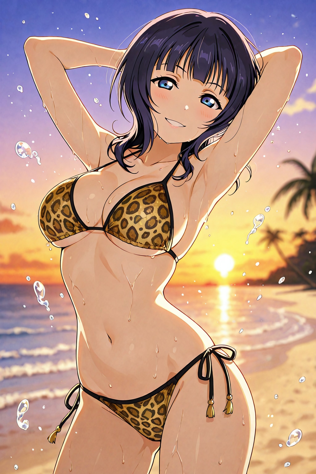 豹柄ビキニでサンセットビーチでセクシー果林🐆👙🌅😍❤️