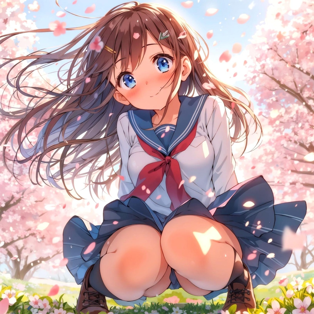 桜と記念撮影