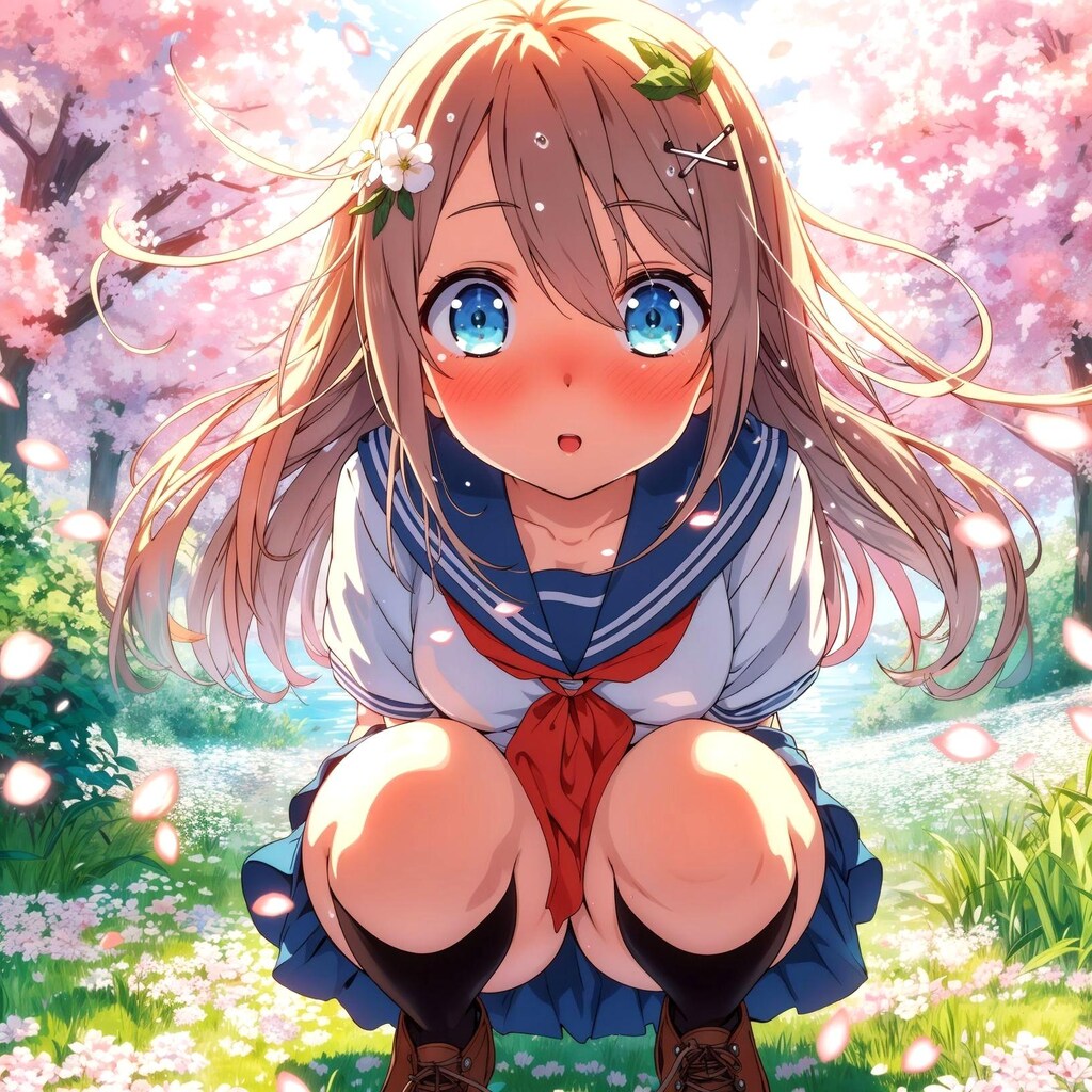 桜と記念撮影