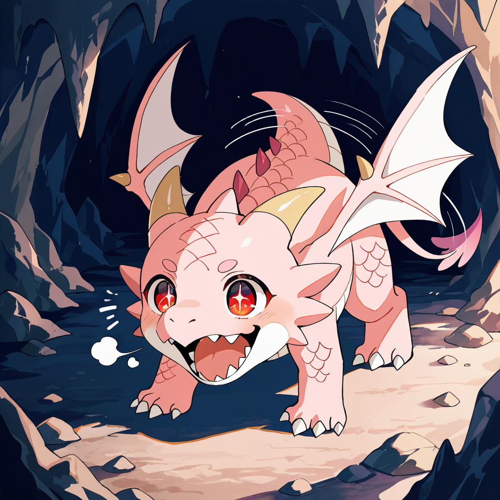 火が付けられて喜ぶ ちびドラゴン