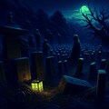 夜の墓地 2枚目