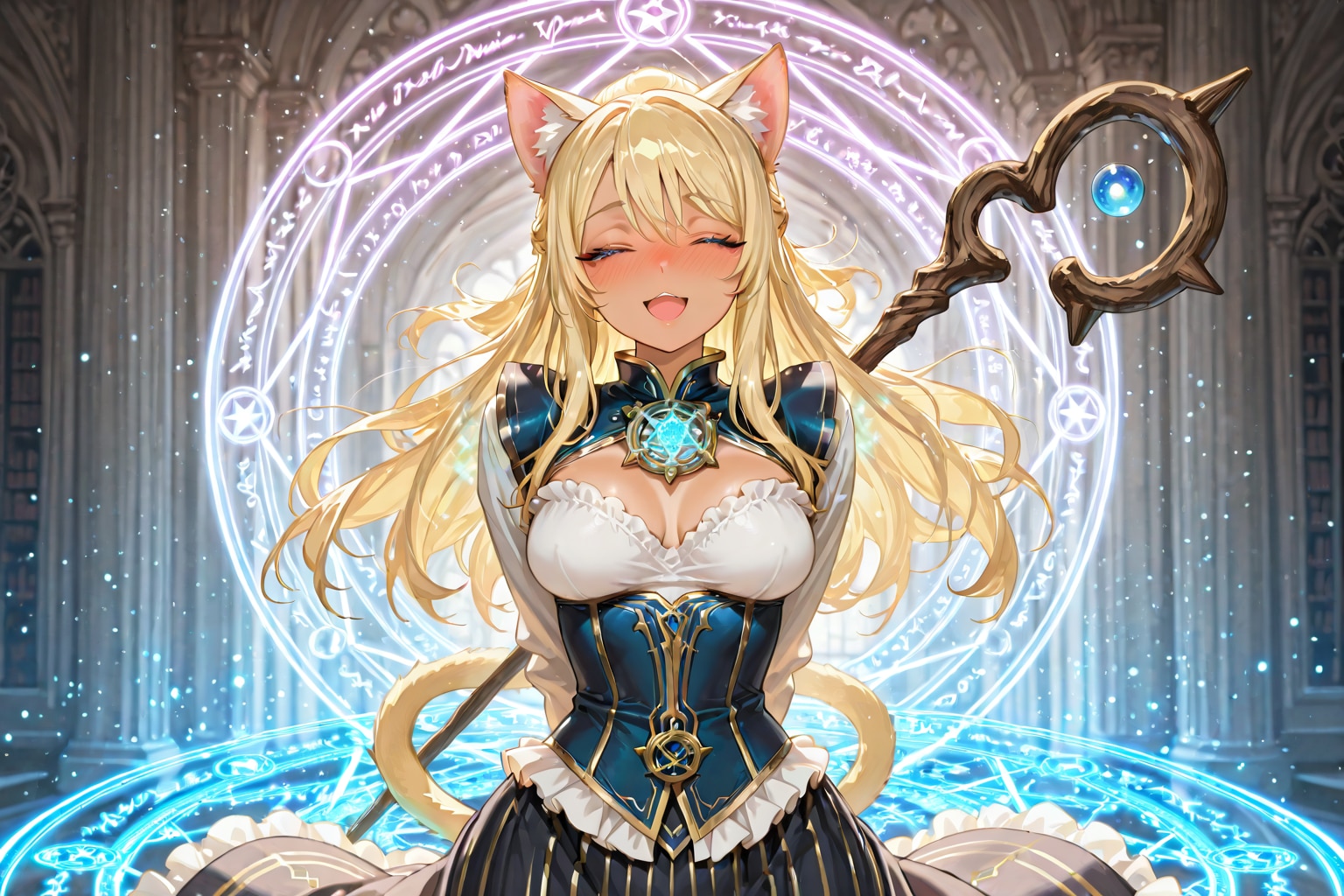 金髪猫耳魔法使い | の人気AIイラスト・グラビア