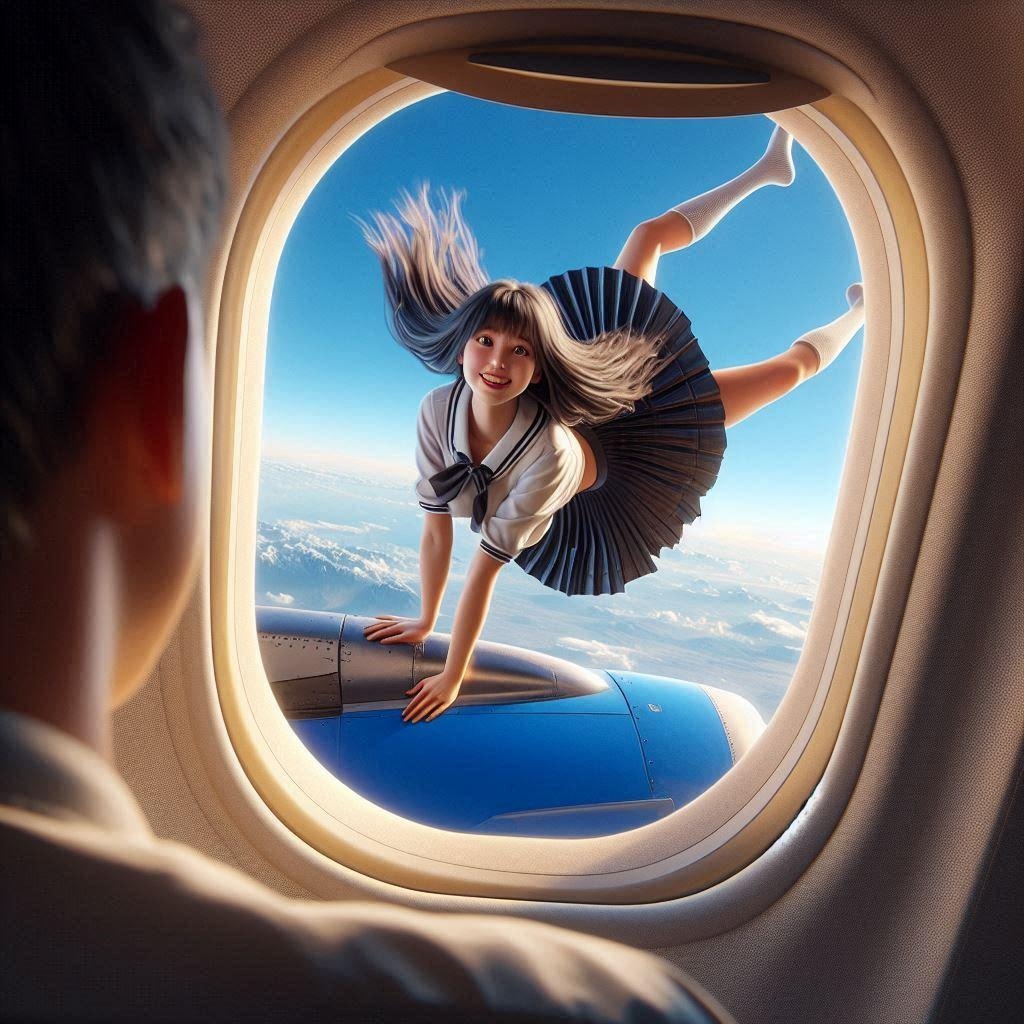 窓の外でエクストリーム逆立ち