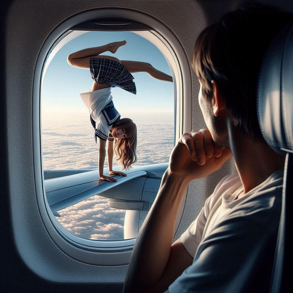 窓の外でエクストリーム逆立ち