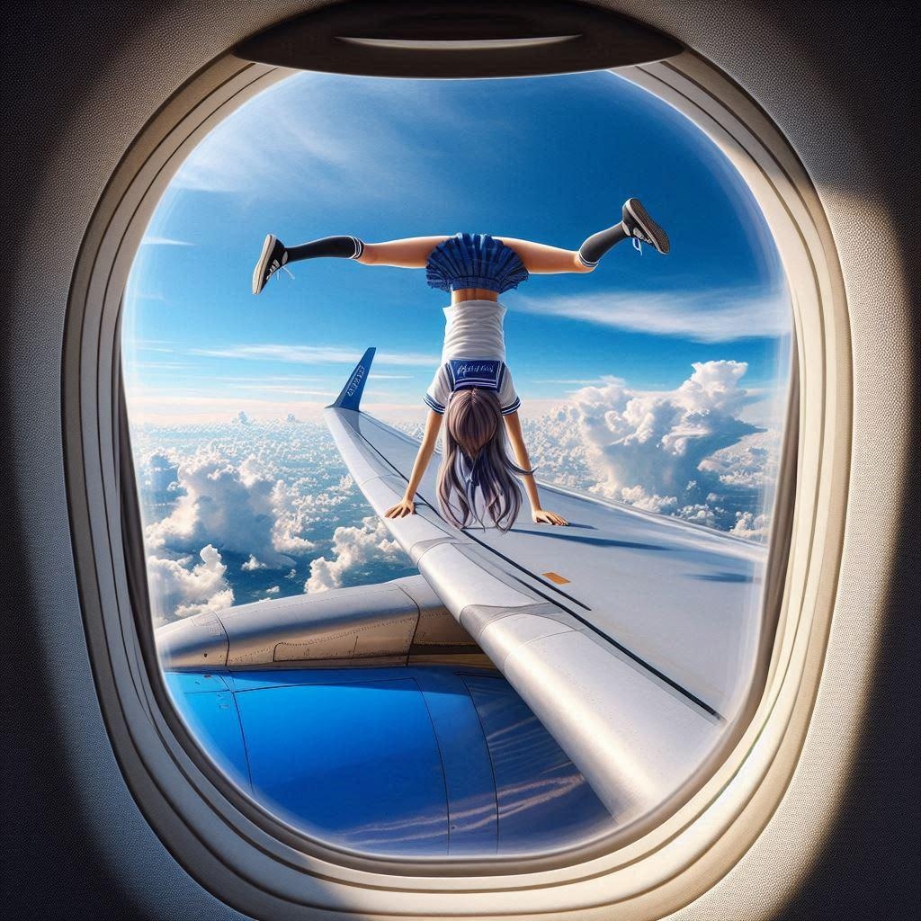 窓の外でエクストリーム逆立ち