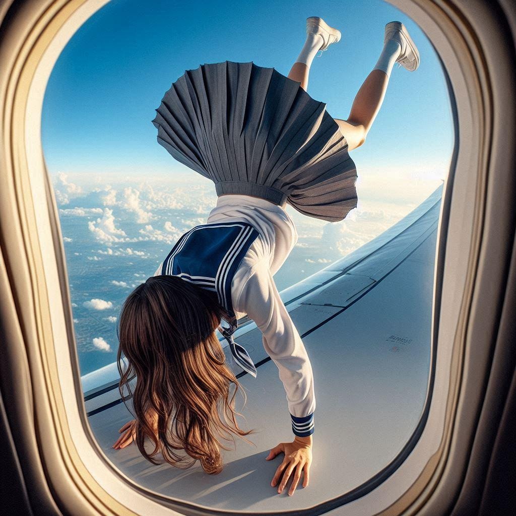 窓の外でエクストリーム逆立ち