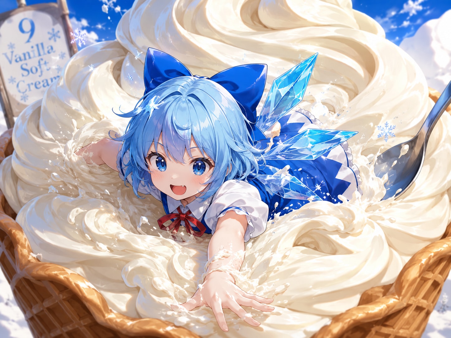 ソフトクリームを泳ぐチルノ